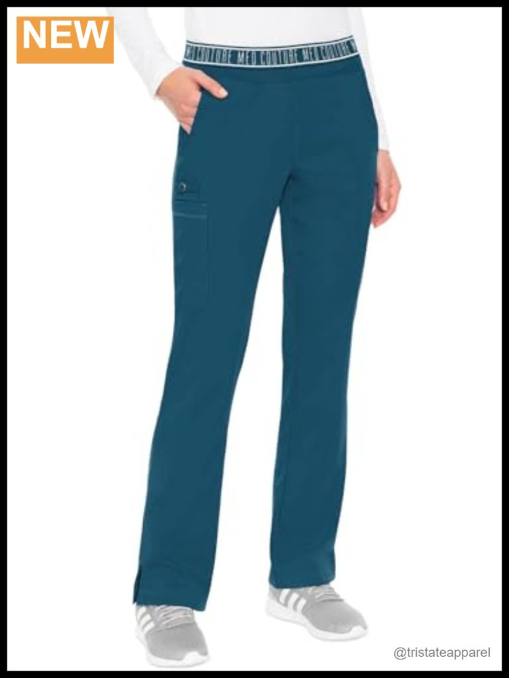 Women's Yoga Pull-On Scrub Pants 7 Pockets Straight Leg Medical Bottoms